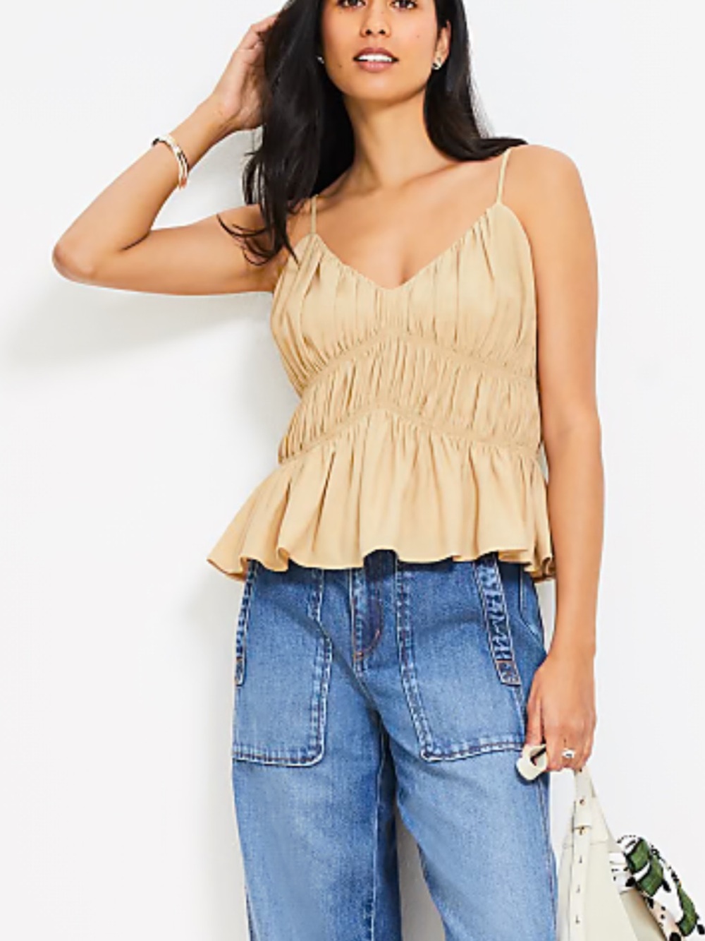 Loft Smocked Ruffle Cami Top